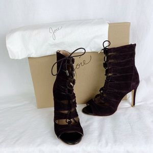 NEW Joie Plum Anja Caged Lace Up Booties
